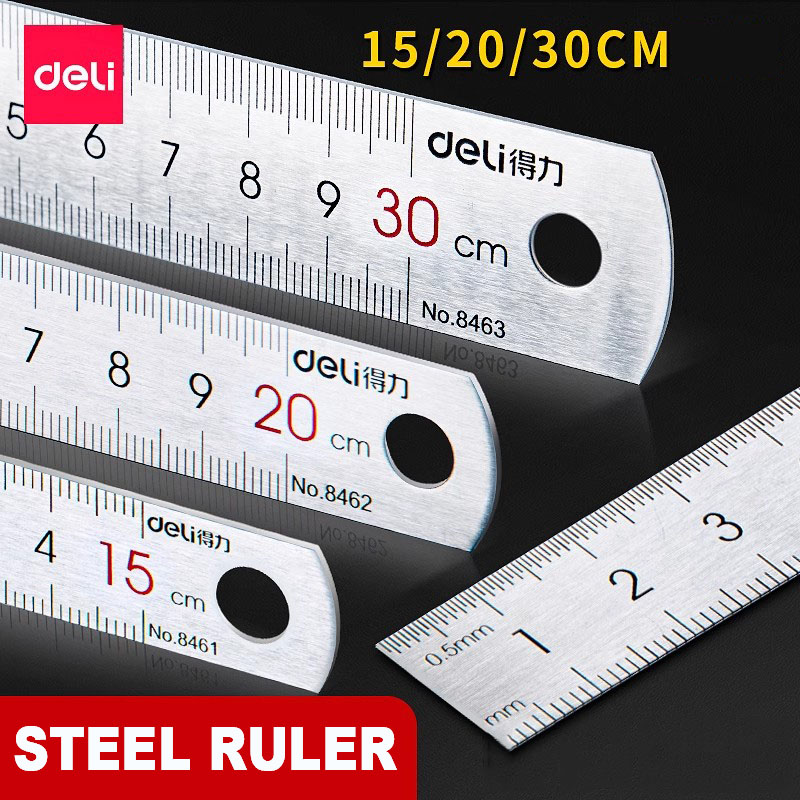Leatherwork Ruler - Deli Stainless Steel Ruler 15/20/30cm Metal