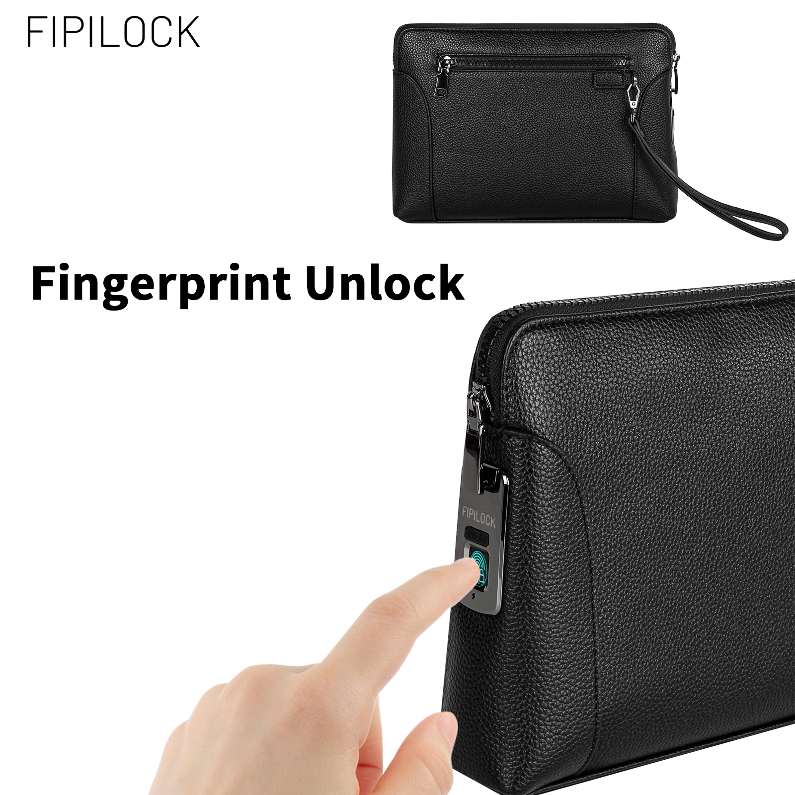 Leather Work Bag Women - FIPILOCK Mens Fashion Casual Clutch Bag