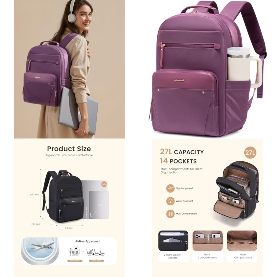 Leather Work Is - Laptop Backpack for Women with Leather