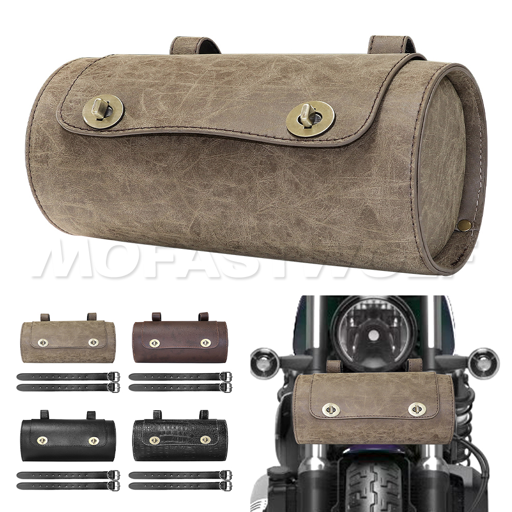 Leatherwork Bag - Retro Motorcycle Front Fork Handlebar Bag