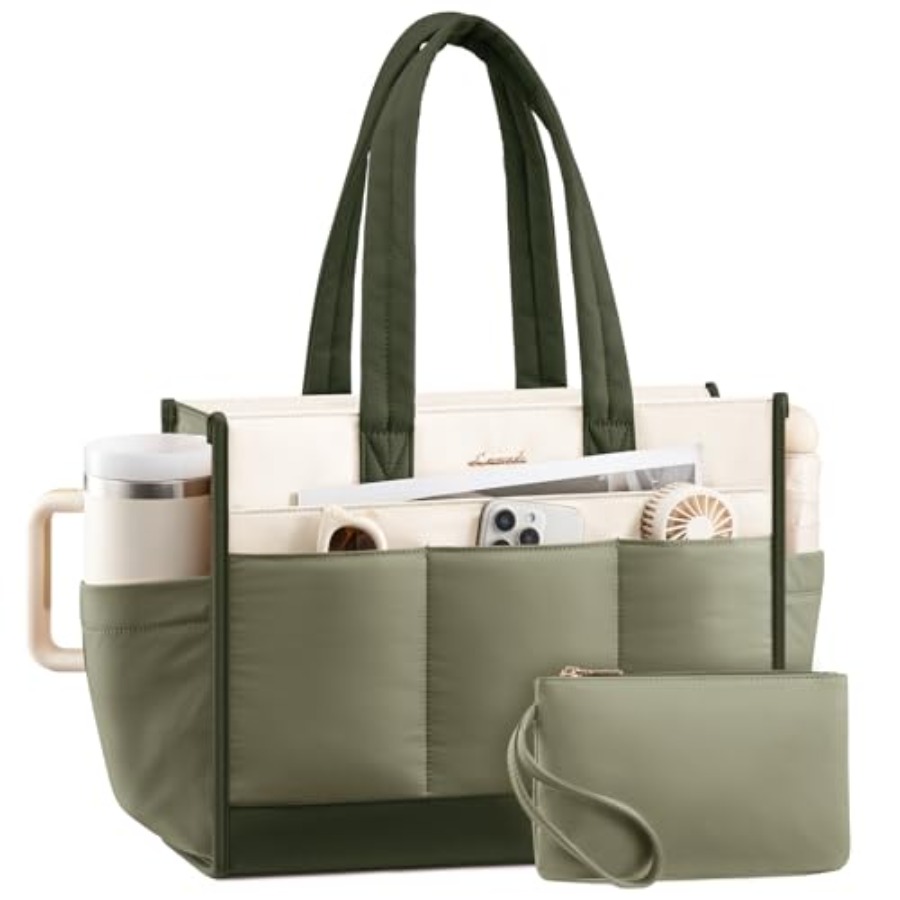 Leather Work Bag Women - Tote Bag for Women Puffer Laptop