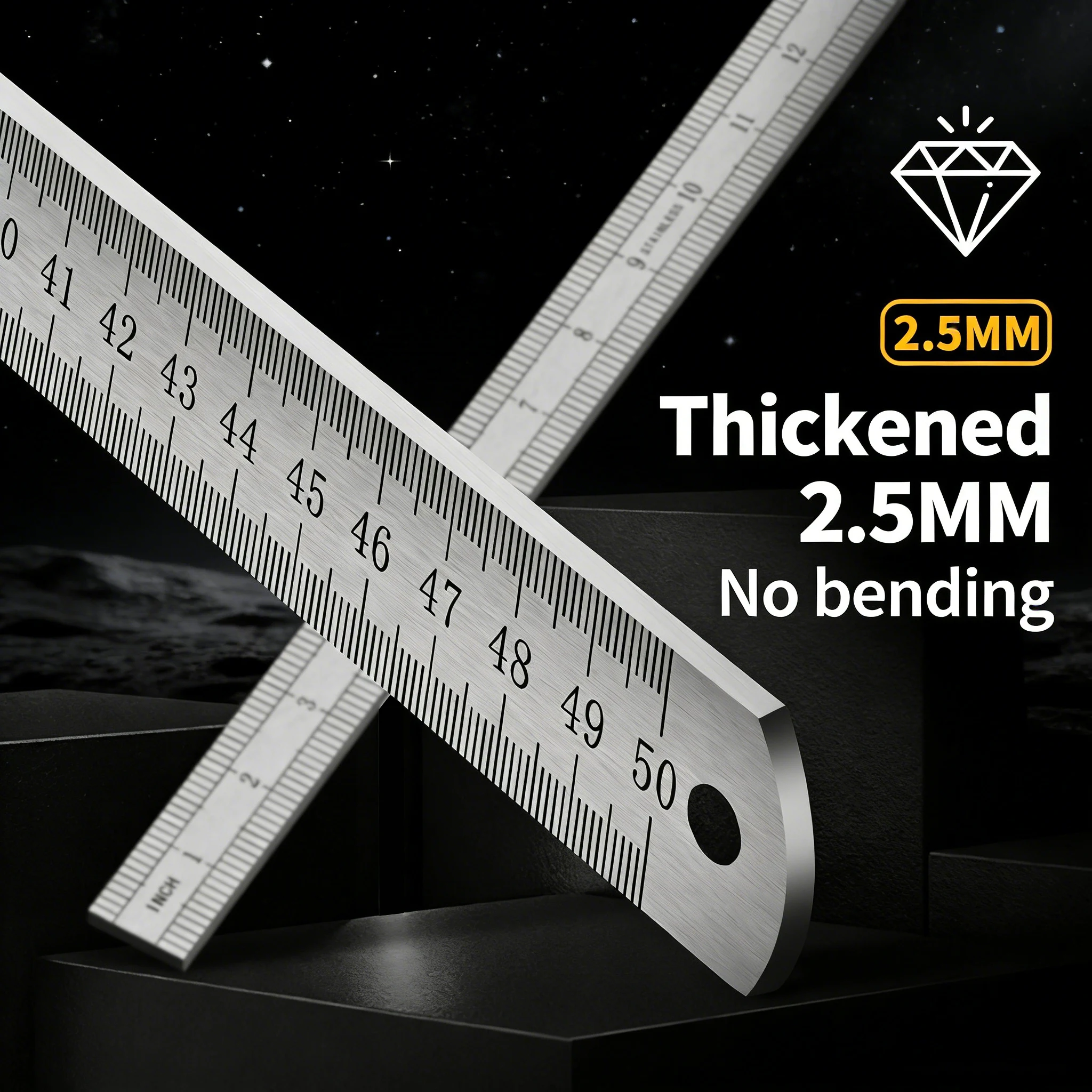 Leatherwork Ruler - 2.5mm Forged Longquan Steel Ruler -