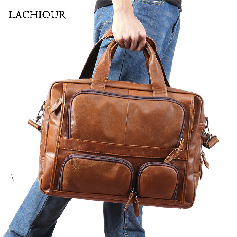 Leatherwork Bag - Lachiour 17 inch Laptop Bag Men