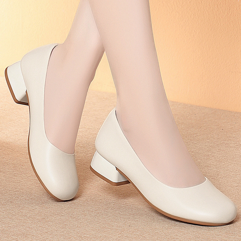 Leather Work Women Shoes - 3cm Breathable Comfortable All Match Soft