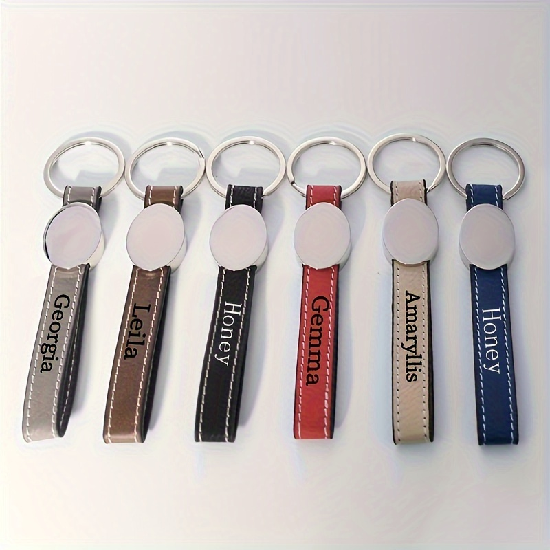 Leatherwork Keychain - Personalised Name Keychain, Zinc Alloy Keyring