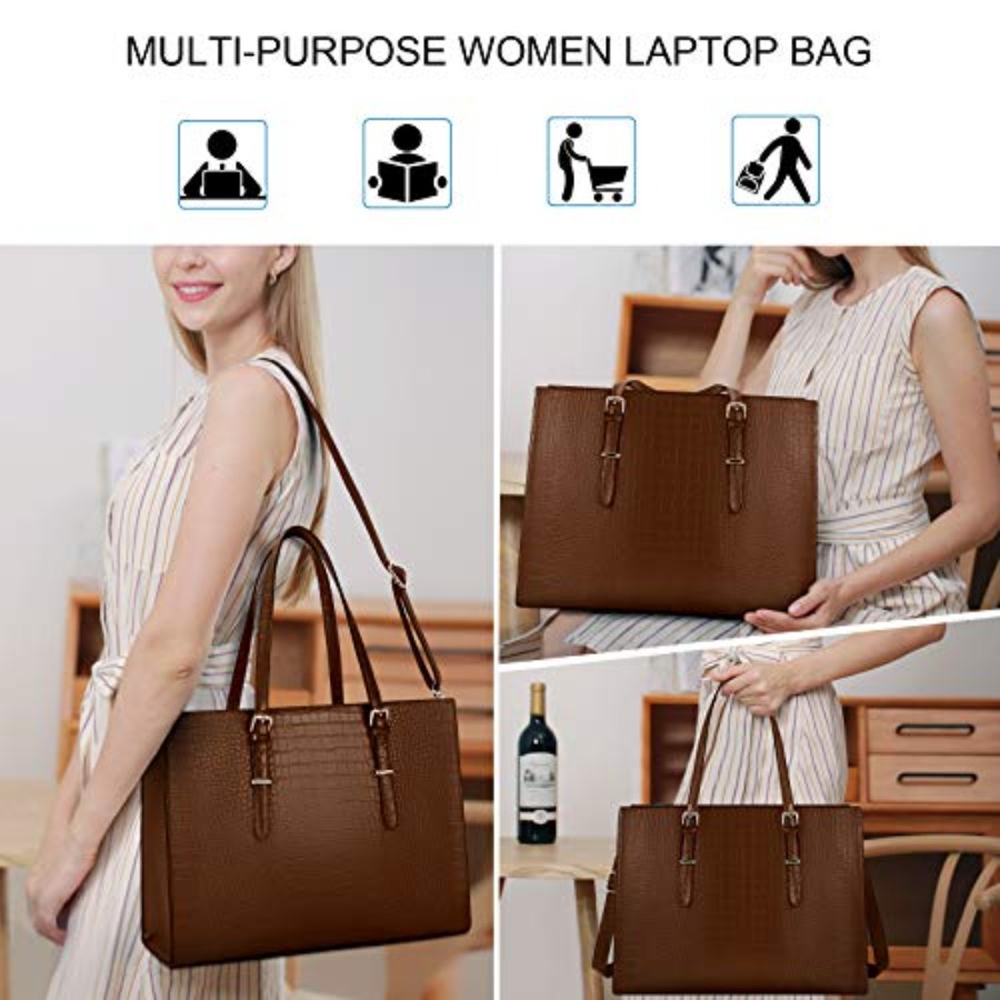 Laptop Bag for Women 15.6 Inch - đánh giá và giá Leather Work Bag Women