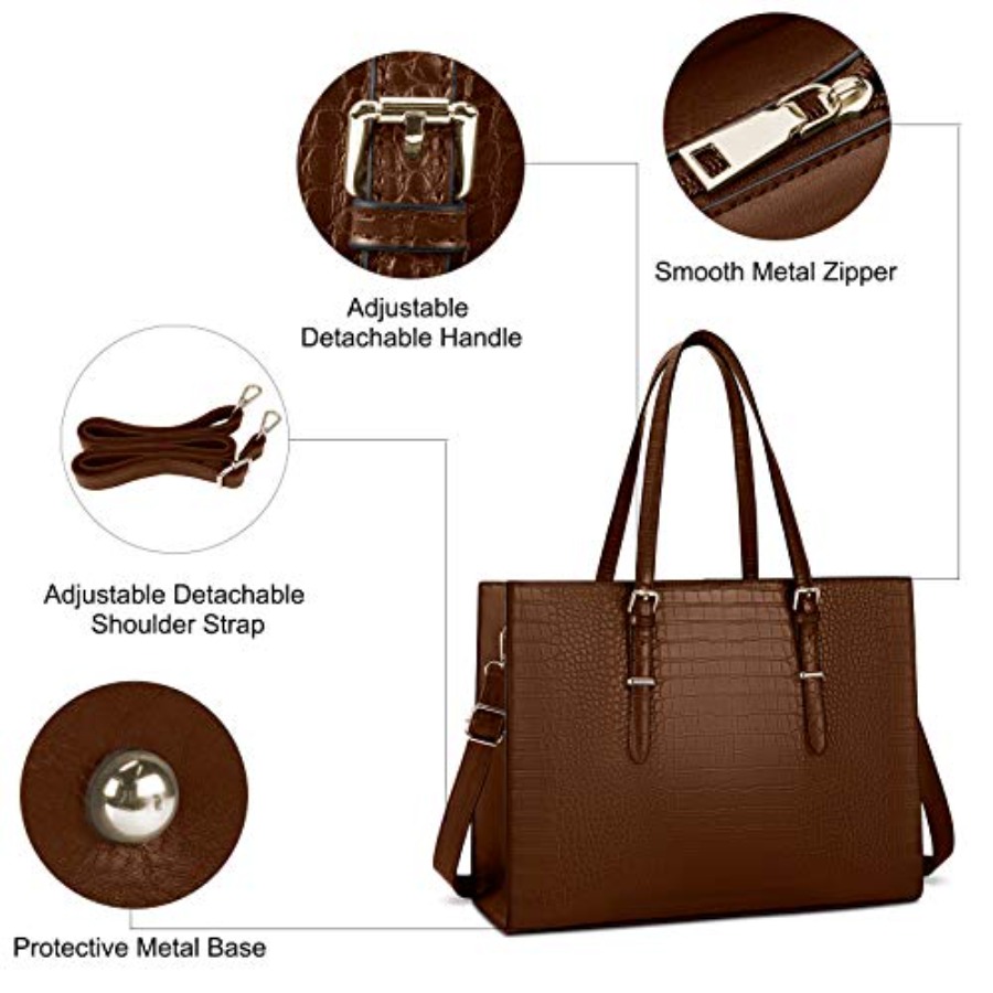 Laptop Bag for Women 15.6 Inch - đánh giá và giá Leather Work Bag Women