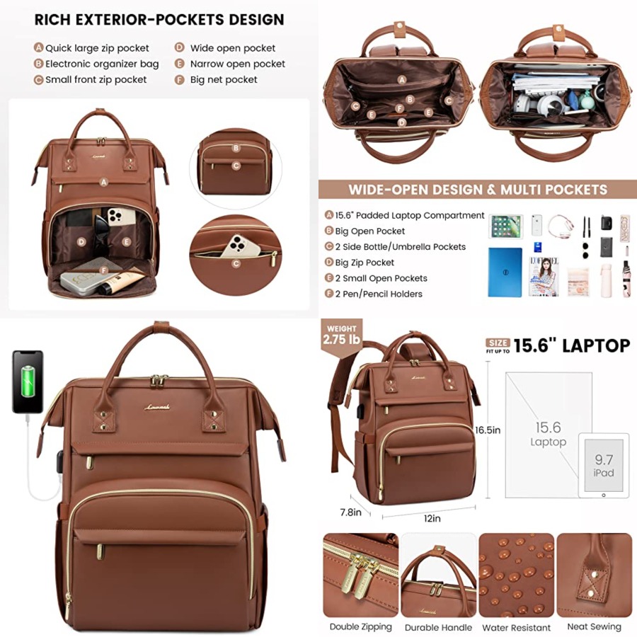 Leather Laptop Backpack for Wo - đánh giá và giá Leather Work Is