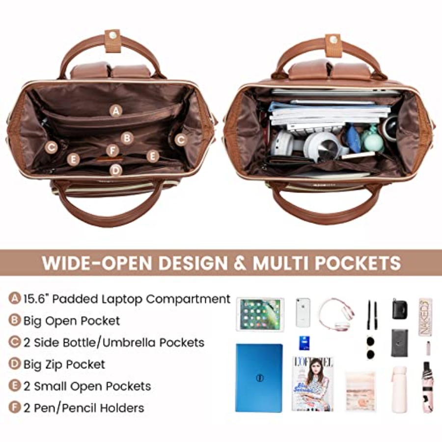 Leather Laptop Backpack for Wo - đánh giá và giá Leather Work Is