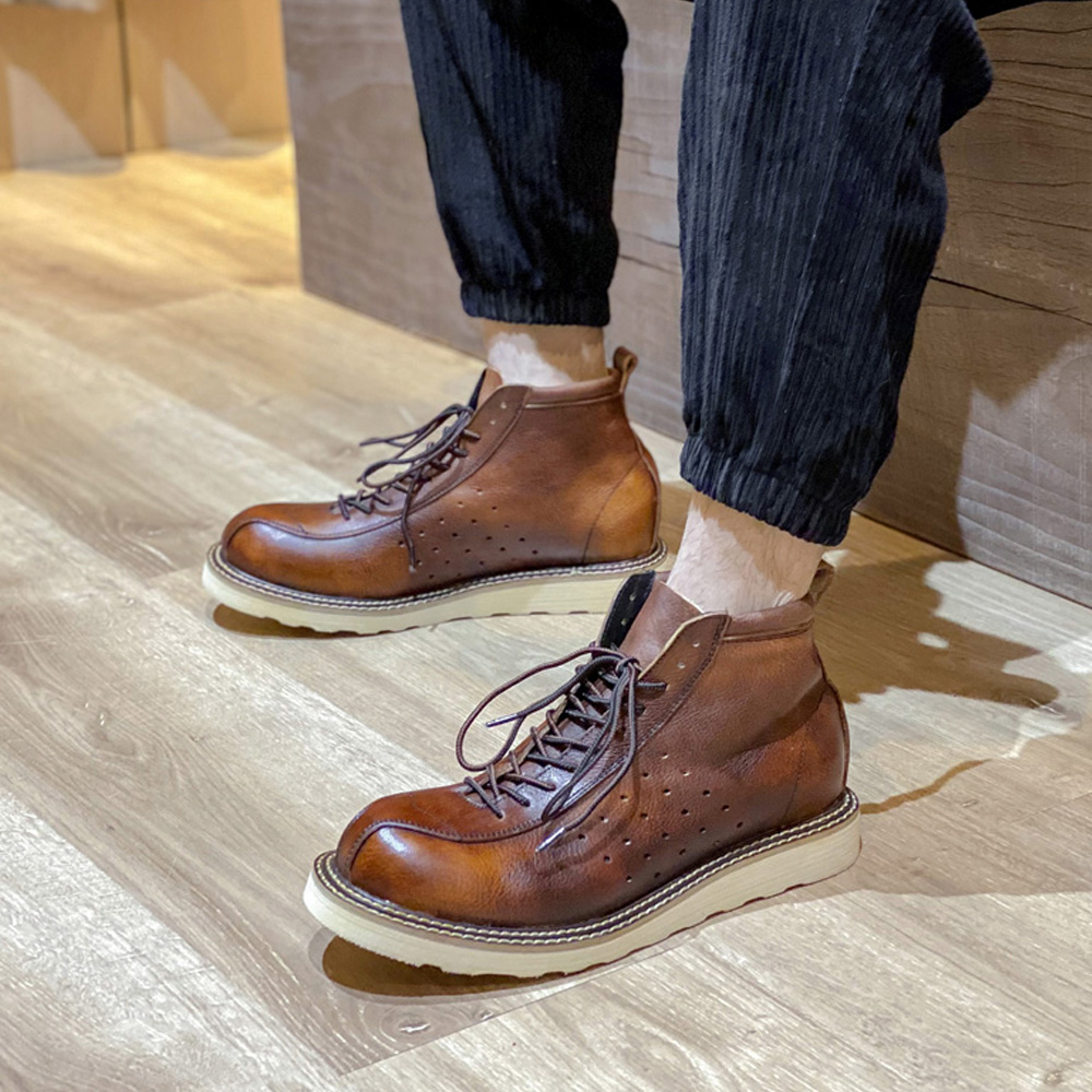 Men's Genuine Leather Hollow O - đánh giá và giá Leather Work Outfit