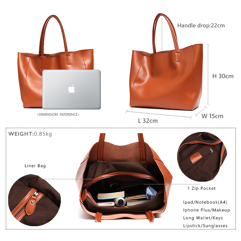 Minimalist Big Tote Bag Women  - đánh giá và giá Leather Work Bag Women