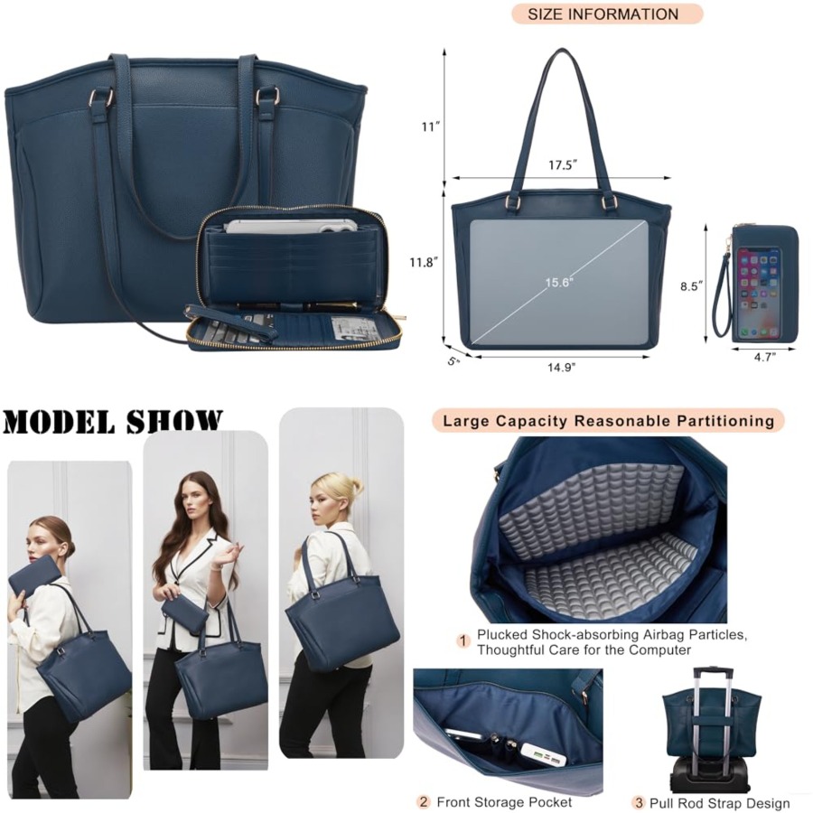 15.6 Inch Laptop Tote Bag for  - đánh giá và giá Leather Work Bag Women