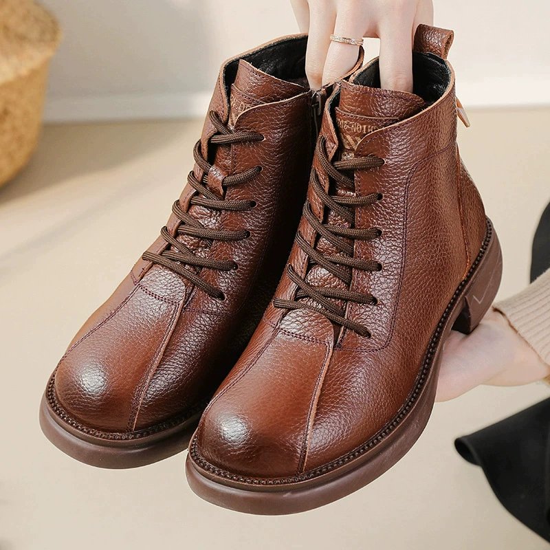 New Autumn Cowhide Mid-Heel So - đánh giá và giá Leather Work Women Shoes