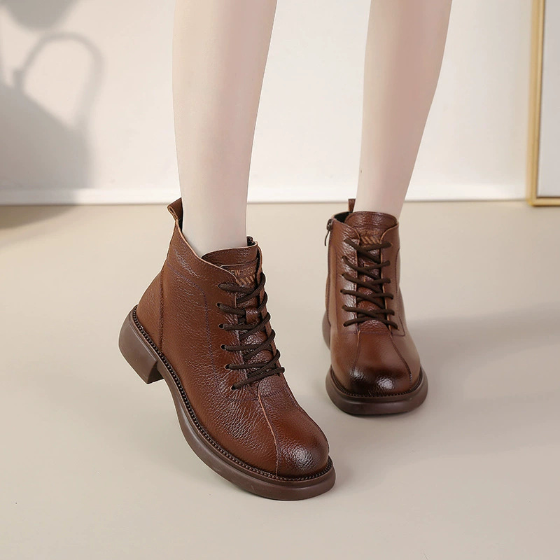 New Autumn Cowhide Mid-Heel So - đánh giá và giá Leather Work Women Shoes