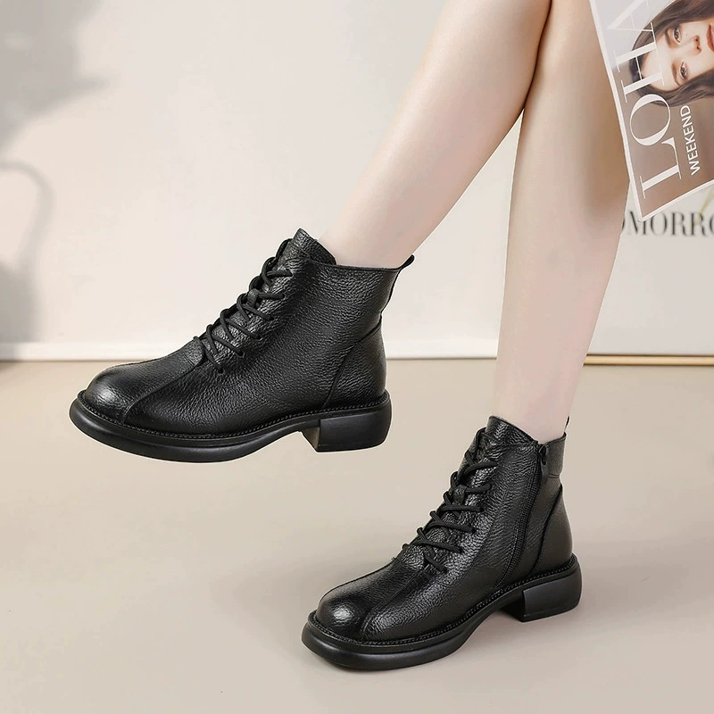 New Autumn Cowhide Mid-Heel So - đánh giá và giá Leather Work Women Shoes