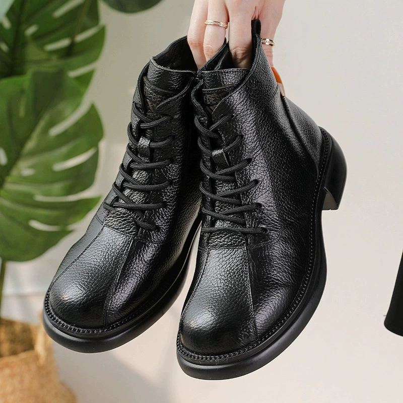 New Autumn Cowhide Mid-Heel So - đánh giá và giá Leather Work Women Shoes