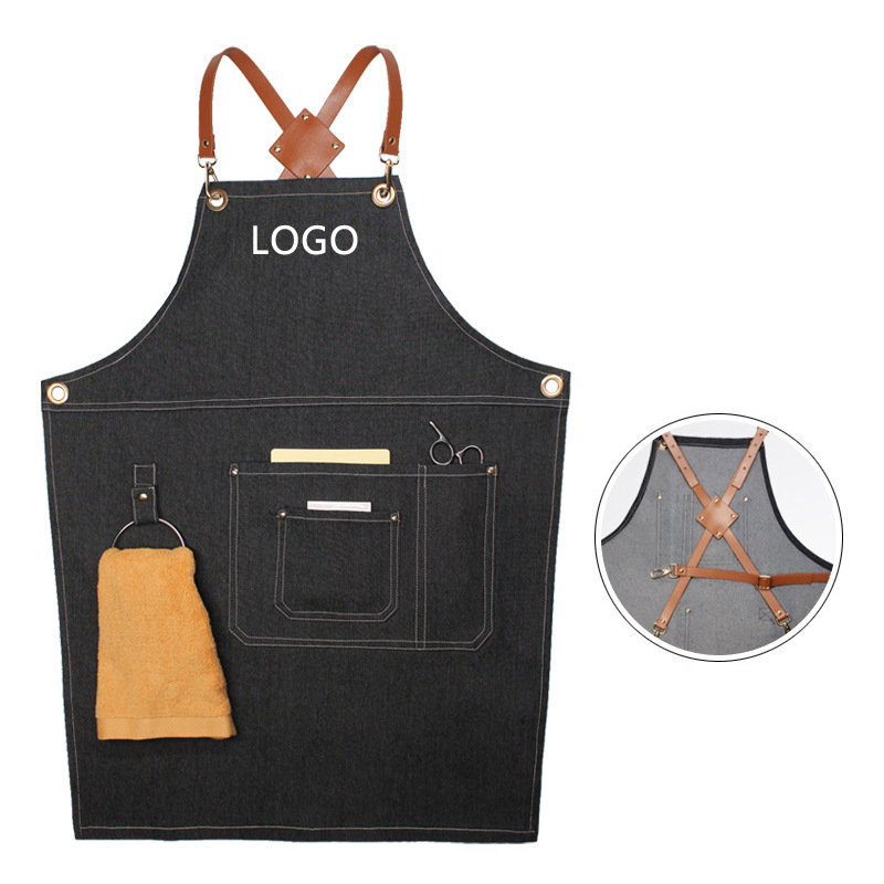 Floral PU Leather Straps Denim - đánh giá và giá Leatherwork Apron