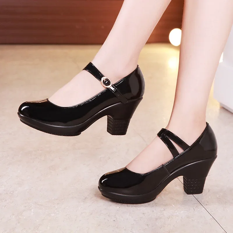 Small Size 32-43 Medium Block  - đánh giá và giá Leather Work Women Shoes