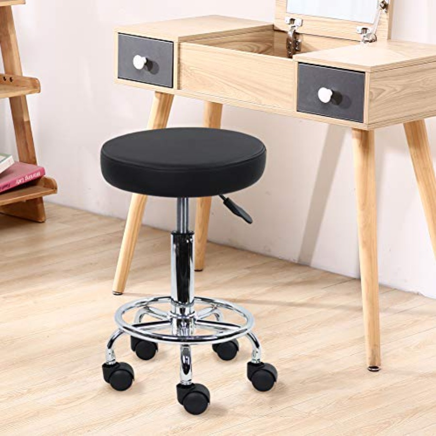 PU Leather Round Rolling Stool - đánh giá và giá Leather Work Is