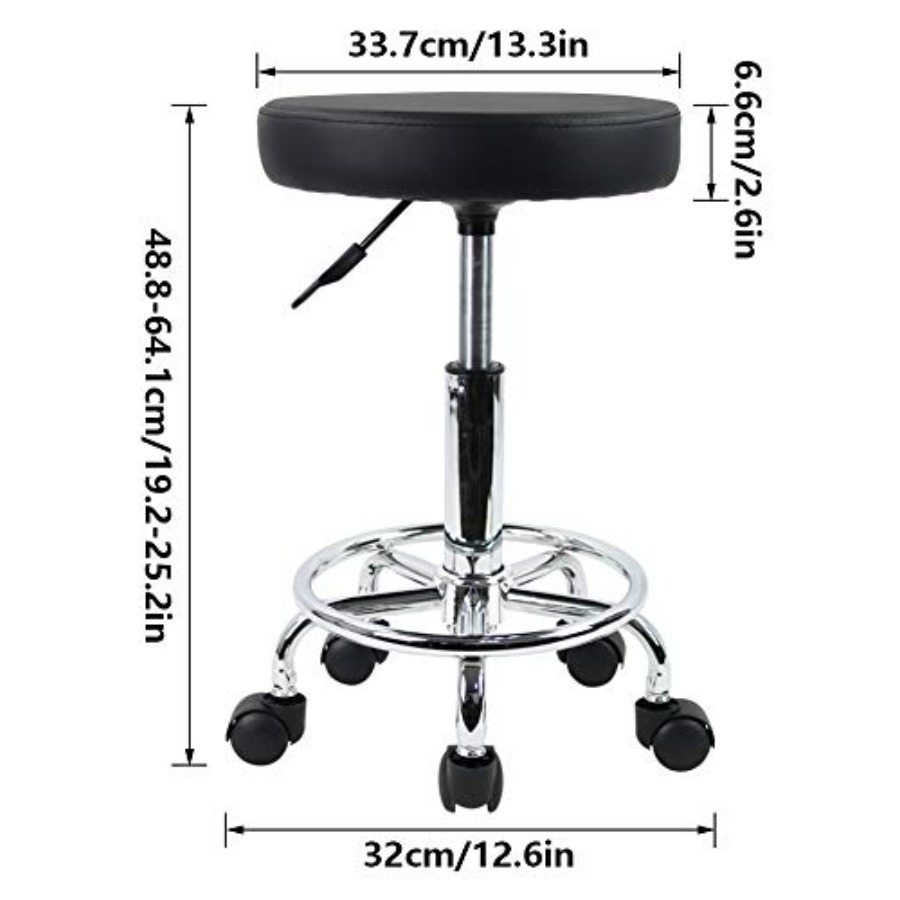 PU Leather Round Rolling Stool - đánh giá và giá Leather Work Is