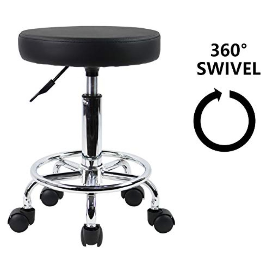 PU Leather Round Rolling Stool - đánh giá và giá Leather Work Is