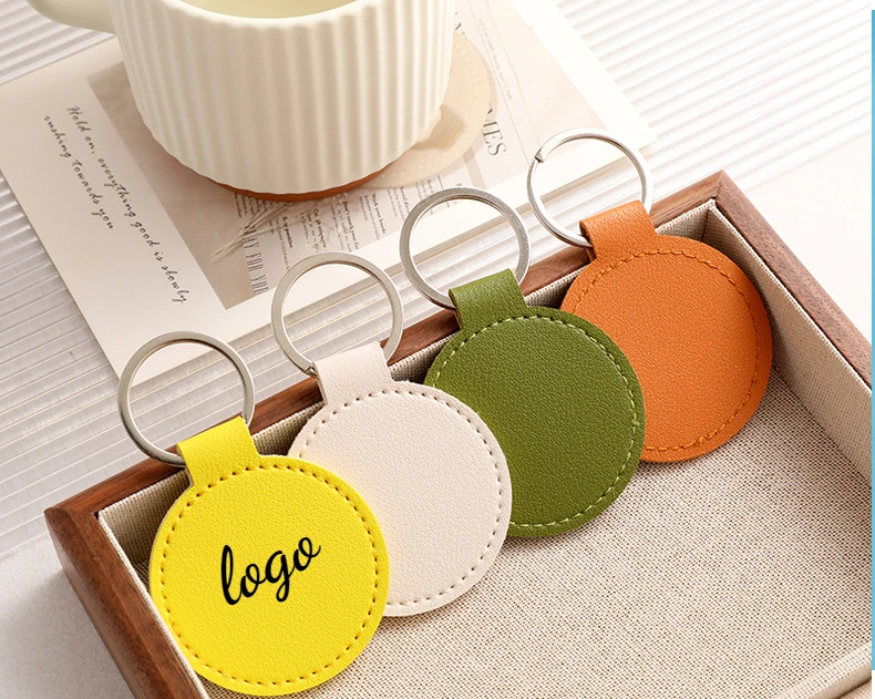 Laser Engrave Name Round PU Le - đánh giá và giá Leatherwork Keychain