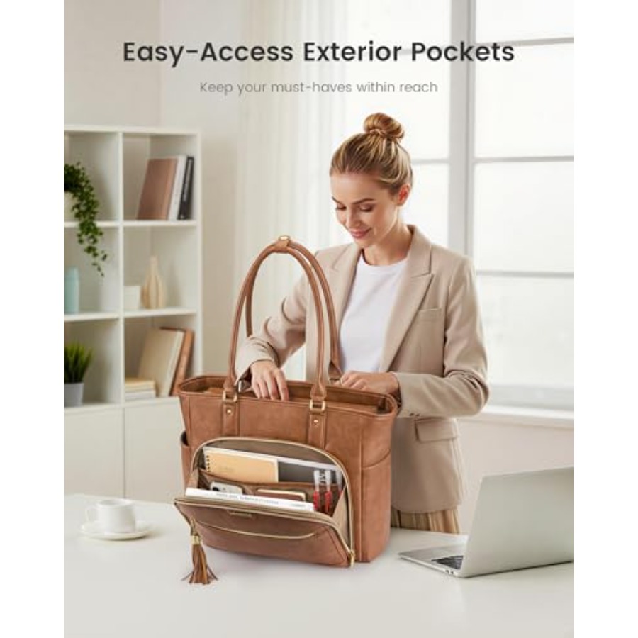 Laptop Tote Bag for Women With - đánh giá và giá Leather Work Bag Women