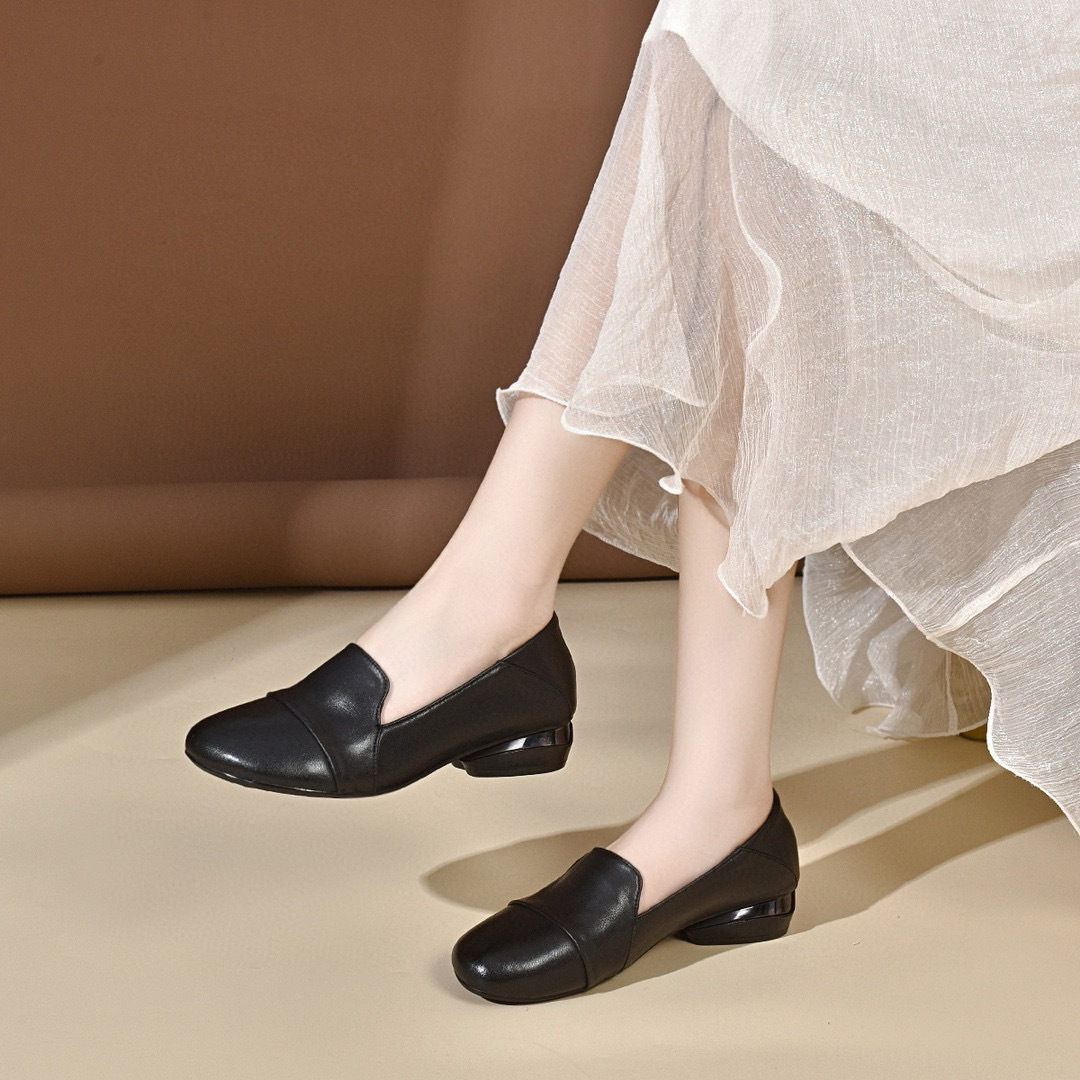 Women's shoes 2026 autumn low  - đánh giá và giá Leather Work Is