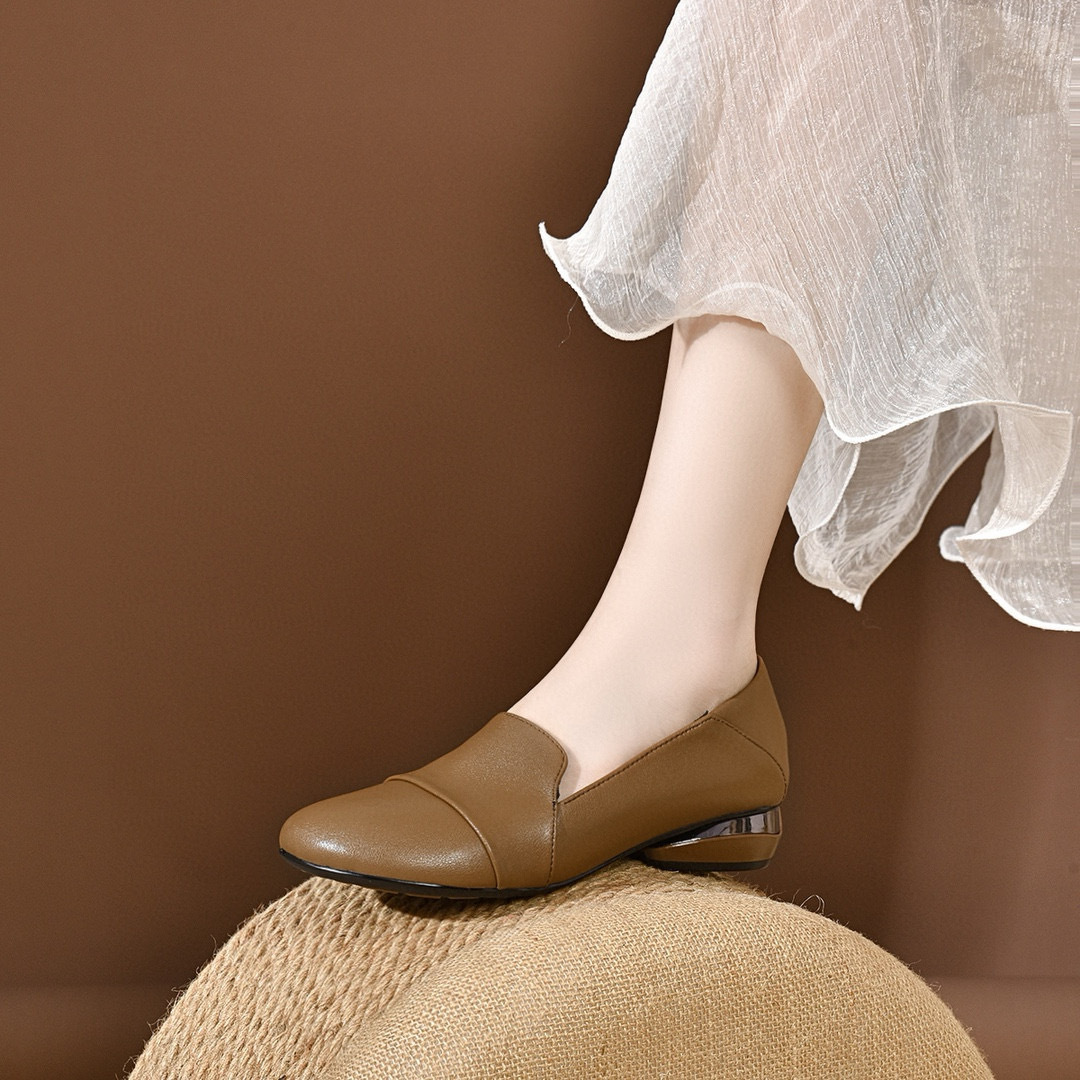 Women's shoes 2026 autumn low  - đánh giá và giá Leather Work Is